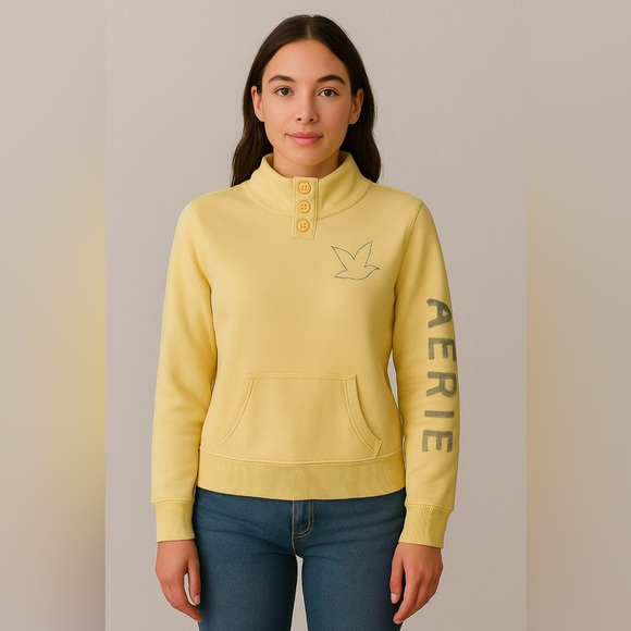 Aerie Women’s Yellow Pullover Sweatshirt Size M - Picture 1 of 9